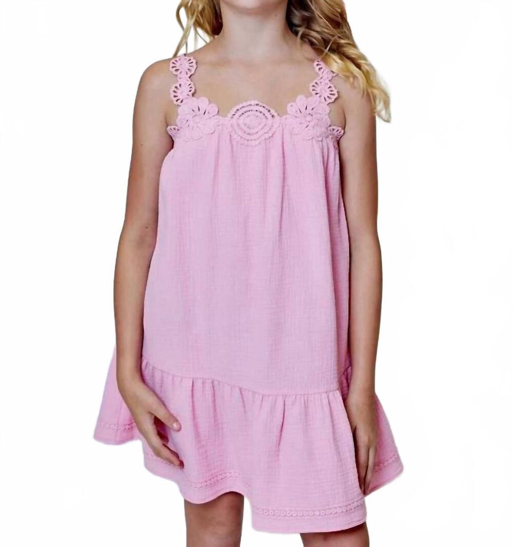 NEW DESIGN HISTORY crochet-trim swing dress in pink